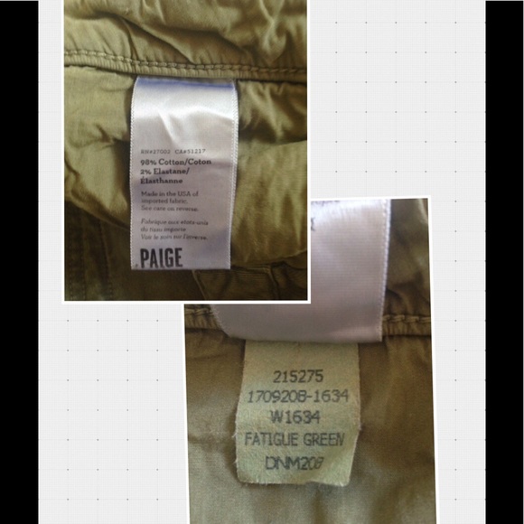 Paige Marley Fatigue Green Ankle Zip SZ 29 - Picture 8 of 8